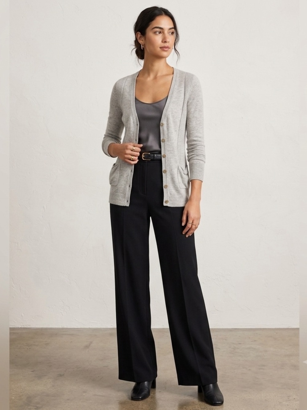 Guinevere X Anthropologie Grey Wool & Silk Blend Cardigan Size Small